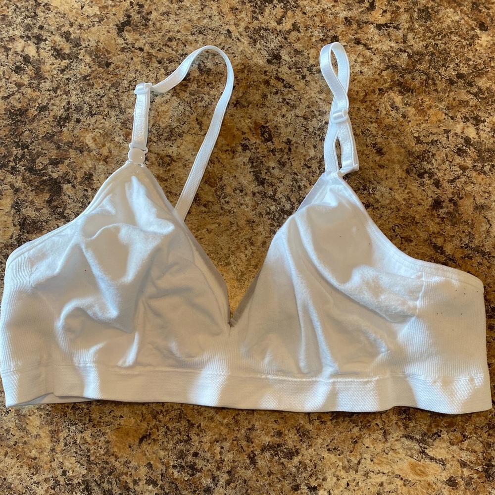 Unlined Wireless Bralette White Size Medium